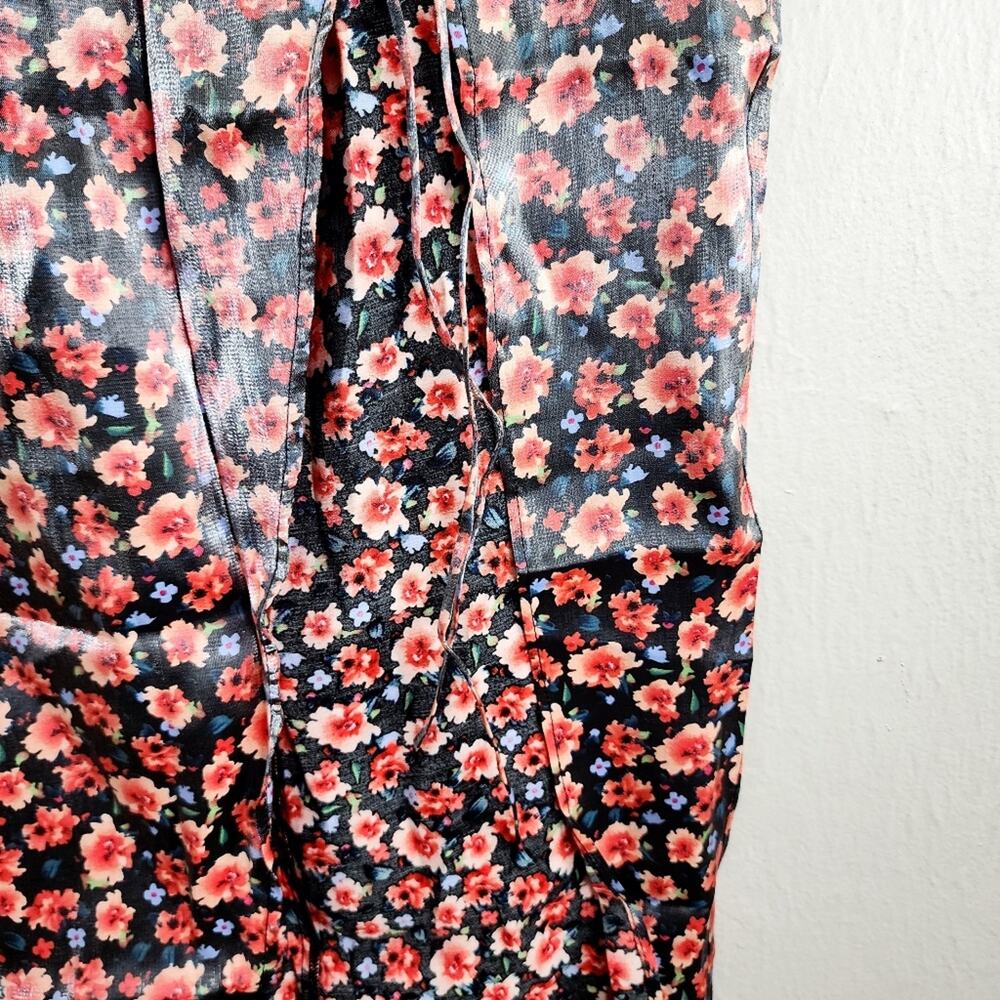 Rumer The Label Soraya Shimmer Floral High Slit Maxi Skirt Red Black M NWT - Picture 6 of 13